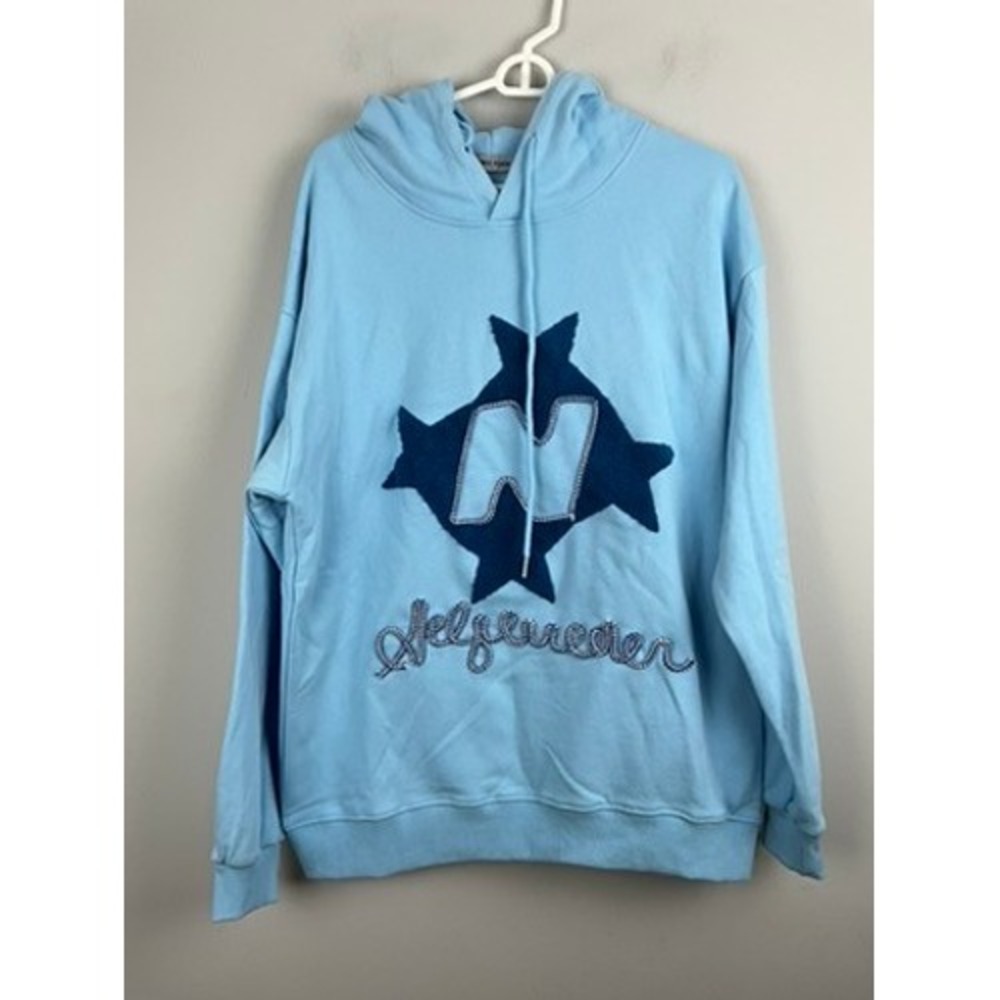 AELFRIC EDEN Stellaris Embroidered Oversized Hoodie Light Blue Size Small